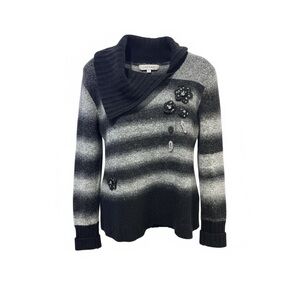 Elegant Black and Gray Cowl Neck Sweater